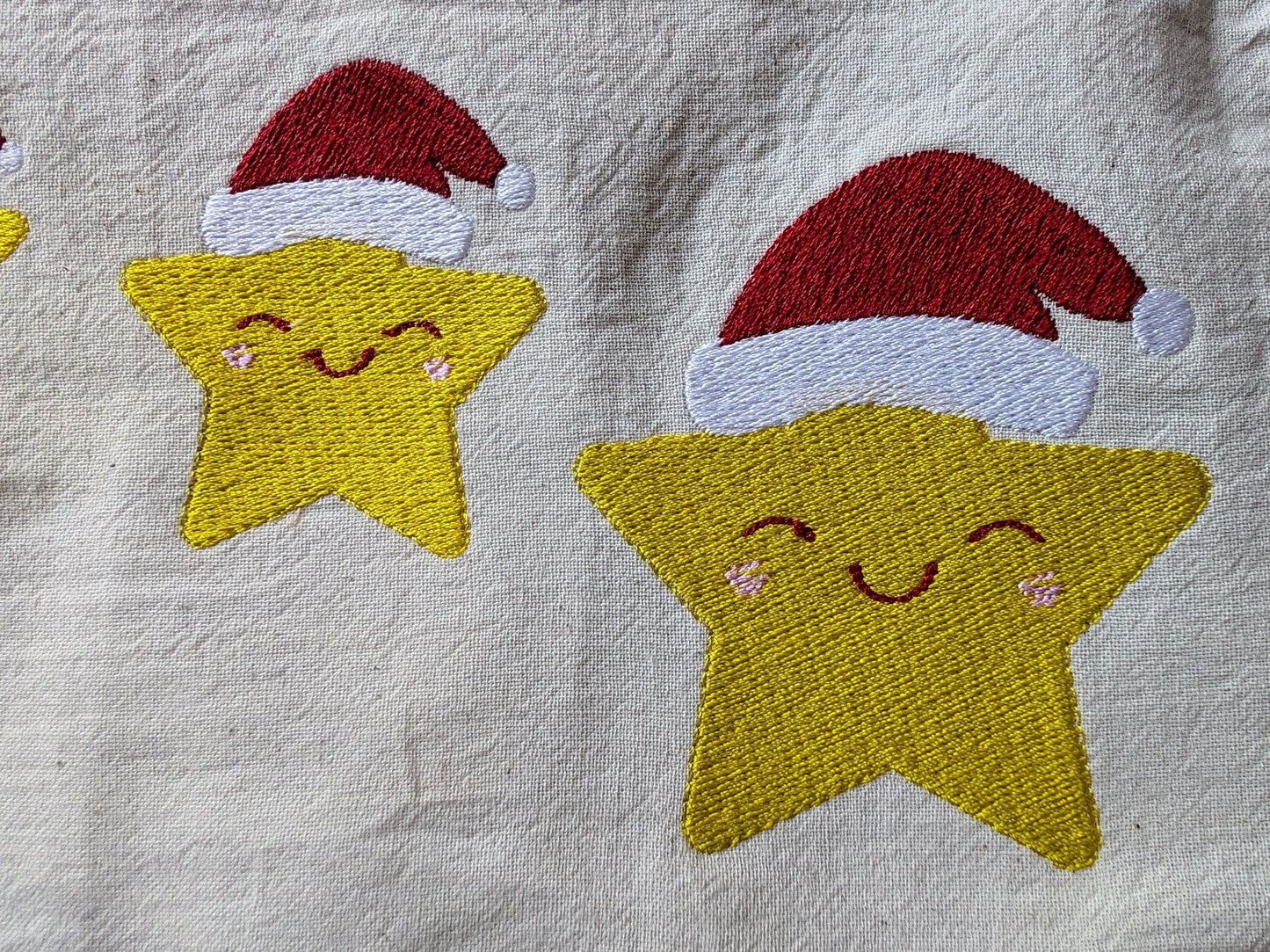 Holiday Star with Christmas hat Embroidery design. 5 Sizes