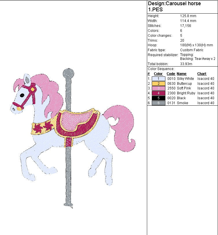 Carousel Horse Digital Embroidery File