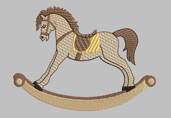 Embroidered Rocking Horse Design, Horse, Digital Embroidery Design, Baby Blanket Design, Kids, Rocking Horse