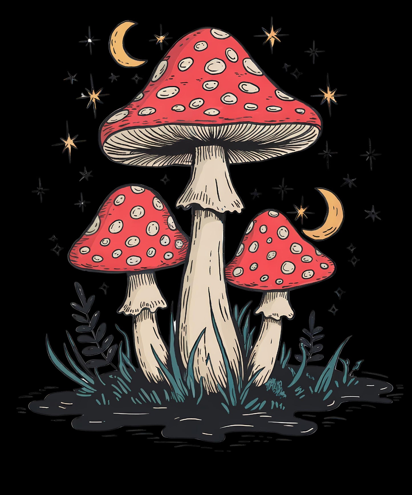 Mushroom T-shirt, Retro style, DTF Printed