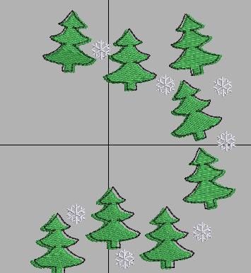 Christmas Tree Embroidery design with offset outline  4 sizes