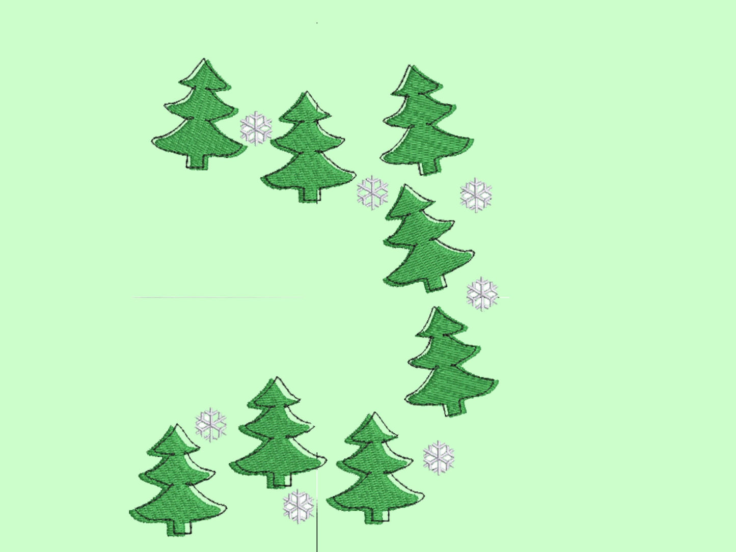 Christmas Tree Embroidery design with offset outline  4 sizes