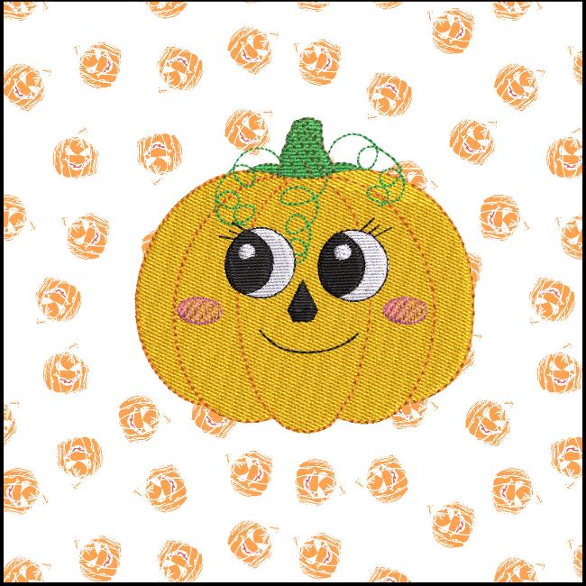 Pumpkin with cute big eyes Embroidery digital design 2 sizes 4x4 5x7 hoop