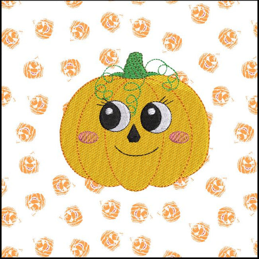 Pumpkin with cute big eyes Embroidery digital design 2 sizes 4x4 5x7 hoop