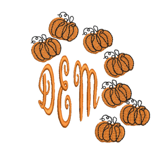 Pumpkin Patch Embroidery Design -Monogram add in design,  - 4sizes