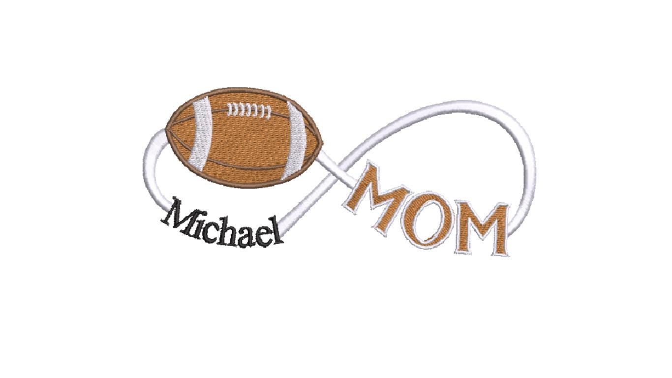 Football Mom Infinity Embroidered Sweatshirt with Child Name- Sports